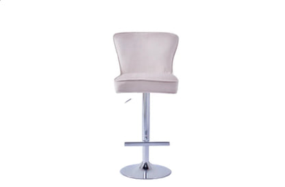 Tabouret de bar GABRIELLE Chrome/Beige assise en velours