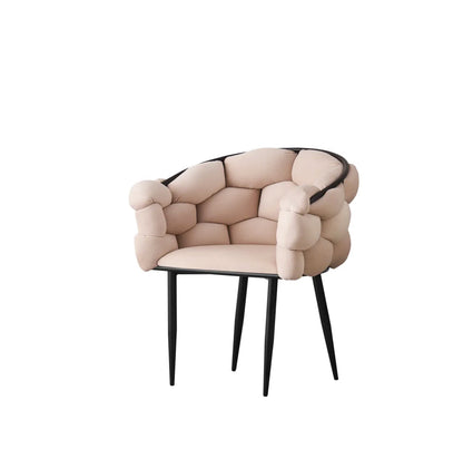 Chaise BALLON métal Noir/assise en velours Beige foncé lot de 2