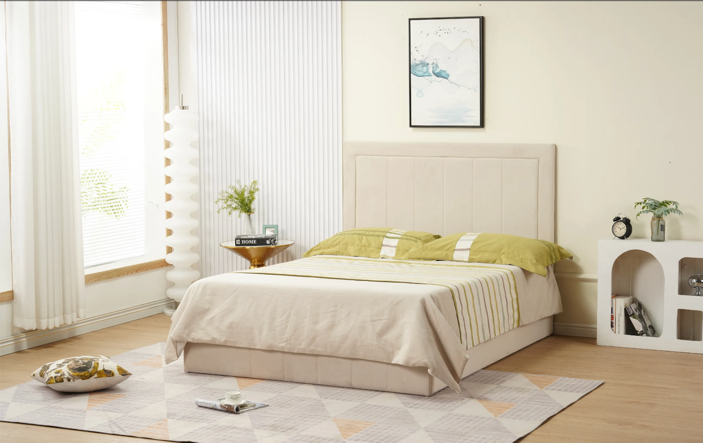 Cadre de Lit POLO en velours Beige 160x190cm