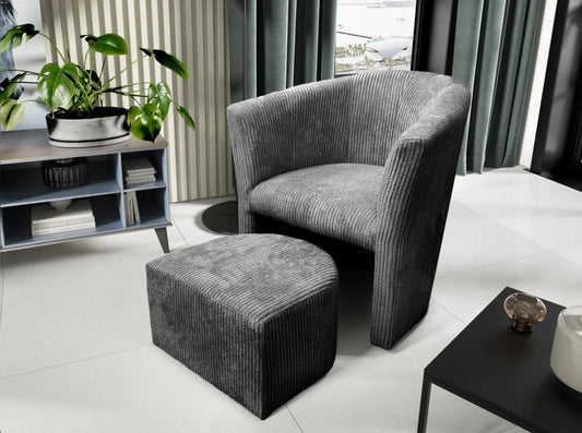 Fauteuil LINA en velours cotele Gris