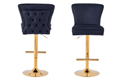 Tabouret de bar GABRIELLE Or/Noir assise en velours lot de 2