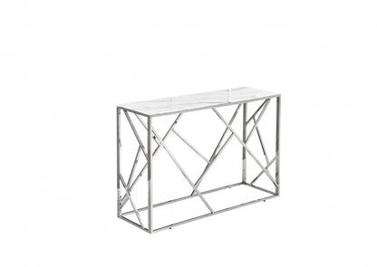 Console GEOMAG chrome/marbre Blanc 120x40x78 cm