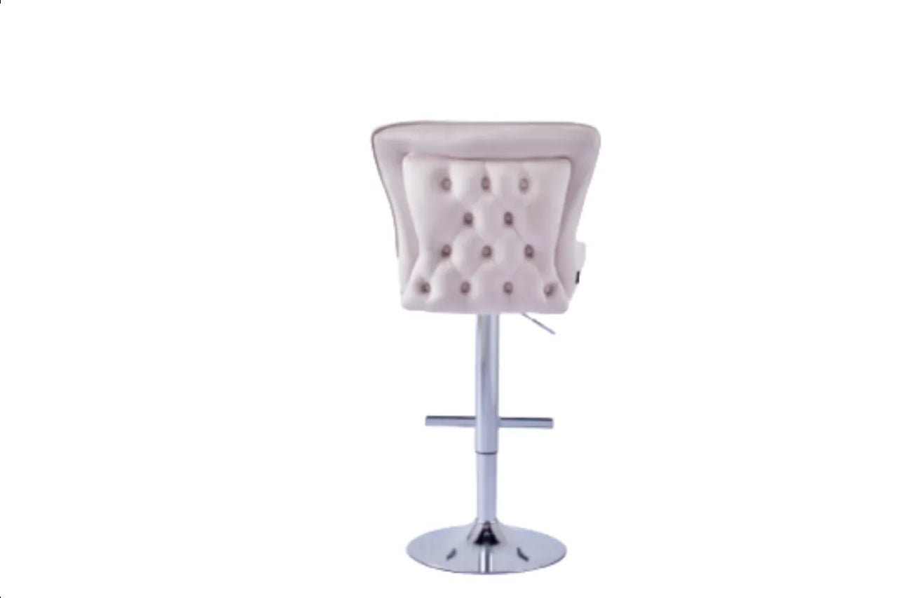 Tabouret de bar GABRIELLE Chrome/Beige assise en velours